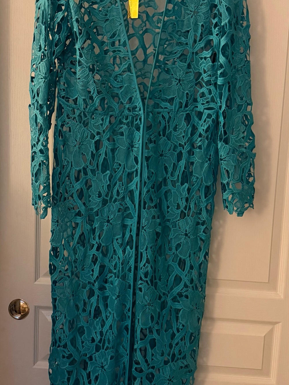NWT Alexa Admor Teal Floral Crochet Long Sleeve Maxi Komino